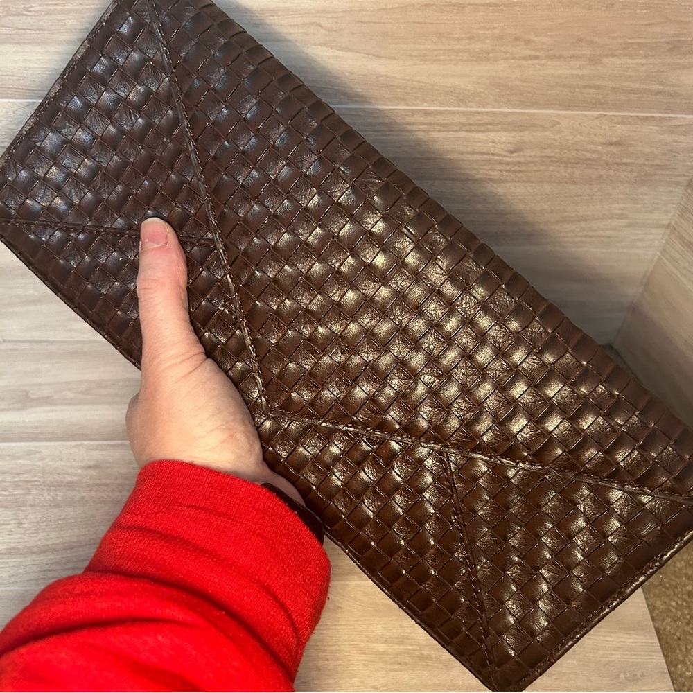 Lulu Townsend Brown Woven Clutch Faux Leather Women’s One Size